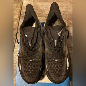 Hoka Black and White Knit Running Shoes